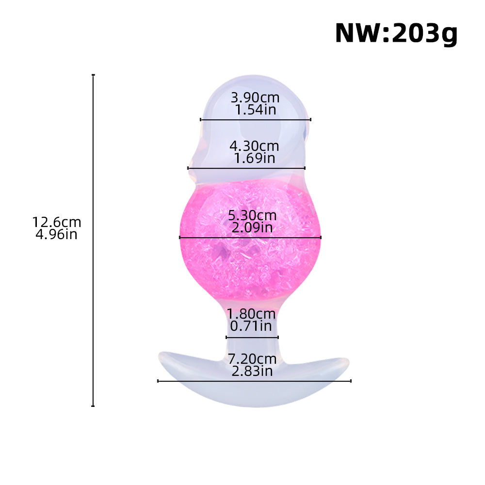 Crystal Strapon Butt Plug – Purple & Pink Pearlescent Fantasy Plug with Bio-Node & Ball Core