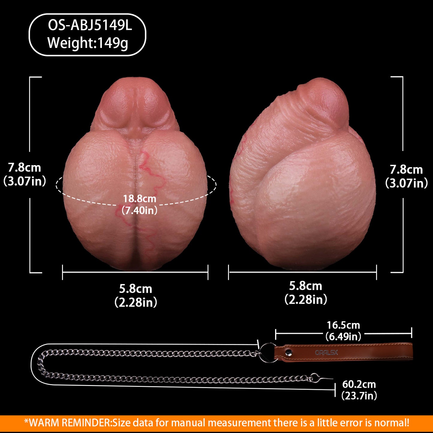 Realistischer Butt Plug im Hautton – Anatomischer Kugel-Analplug mit Hoden, Edelstahlkette & Lederband für Anfänger und BDSM-Spiele