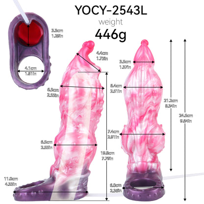 Sternnova Penis Sleeve – Bionische Wulststruktur, Rosa-Weiss-Perlmuttwirbel, Spritzfunktion & Violetter Erweiterungsring-Verzögerungssockel aus Platin-Silikon