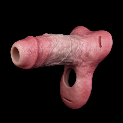Realistic Hollow Cock Sleeve made of Liquid Silicone – Dual-Use Penis Extender with Stimulating Nubs for Couples