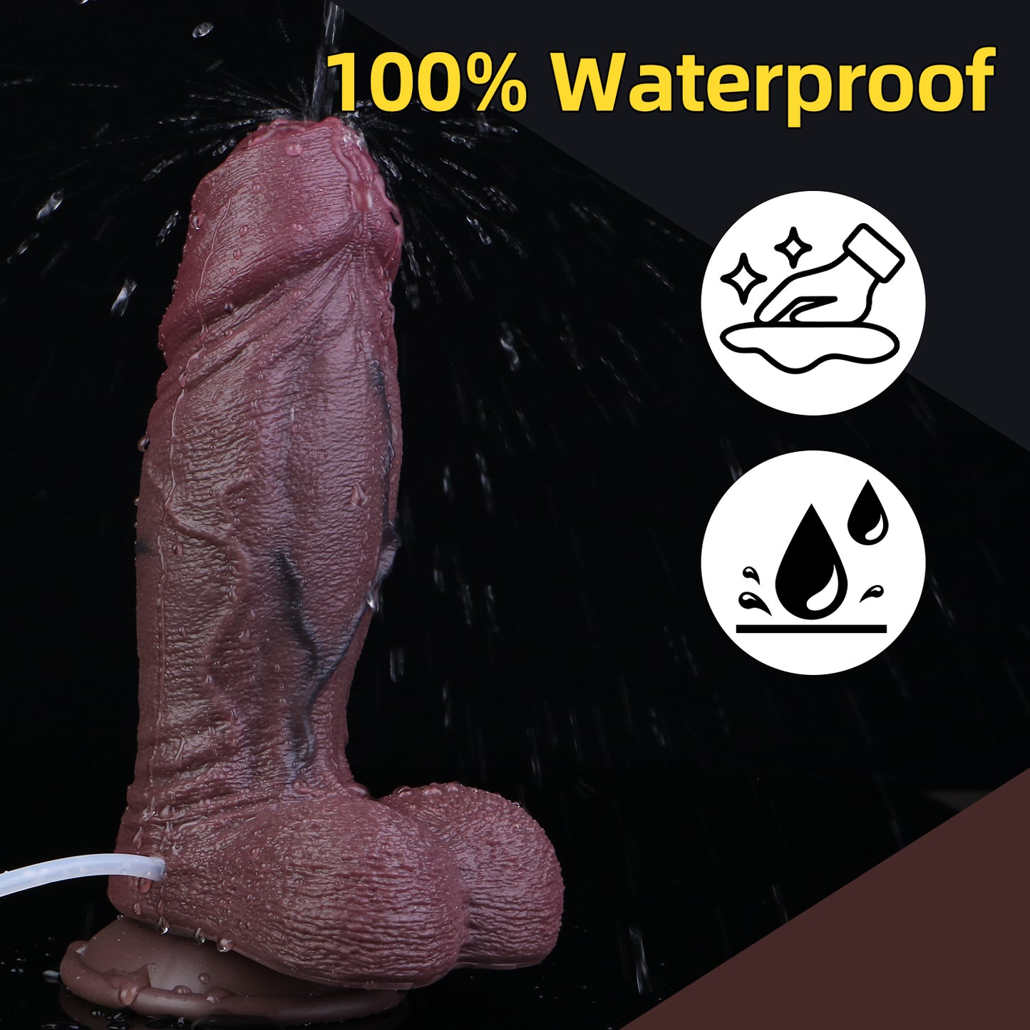 Black Silicone Dildo Dunkel & Kompromisslos – Tactical BBC Dildo mit Doppel-Ejakulationssystem und Hyper