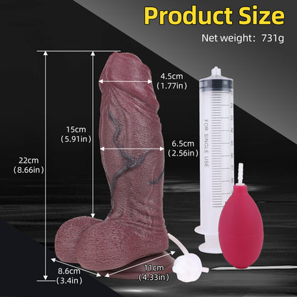 Black Silicone Dildo Dunkel & Kompromisslos – Tactical BBC Dildo mit Doppel-Ejakulationssystem und Hyper