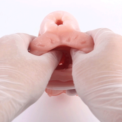 Kuh-Vulva Pocket Pussy im Corgi-Orange mit Vier Brüsten & Vaginal-Anal-Doppelkanal – Corgi-Orange-Perlweiß, Muskelfalten & Platin-Silikon