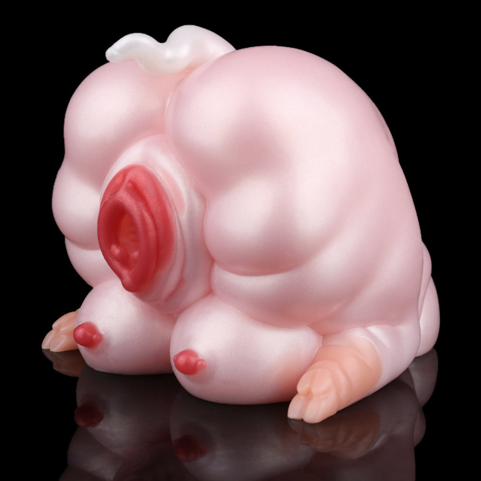 Pig Pocket Pussy aus Platin-Silikon – Handheld Silicone Masturbator mit geometrischer Druckstruktur